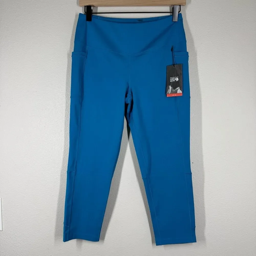 NWT Mountain Hardwear Mountain Stretch Capri Leggings Blue Small UPF 50